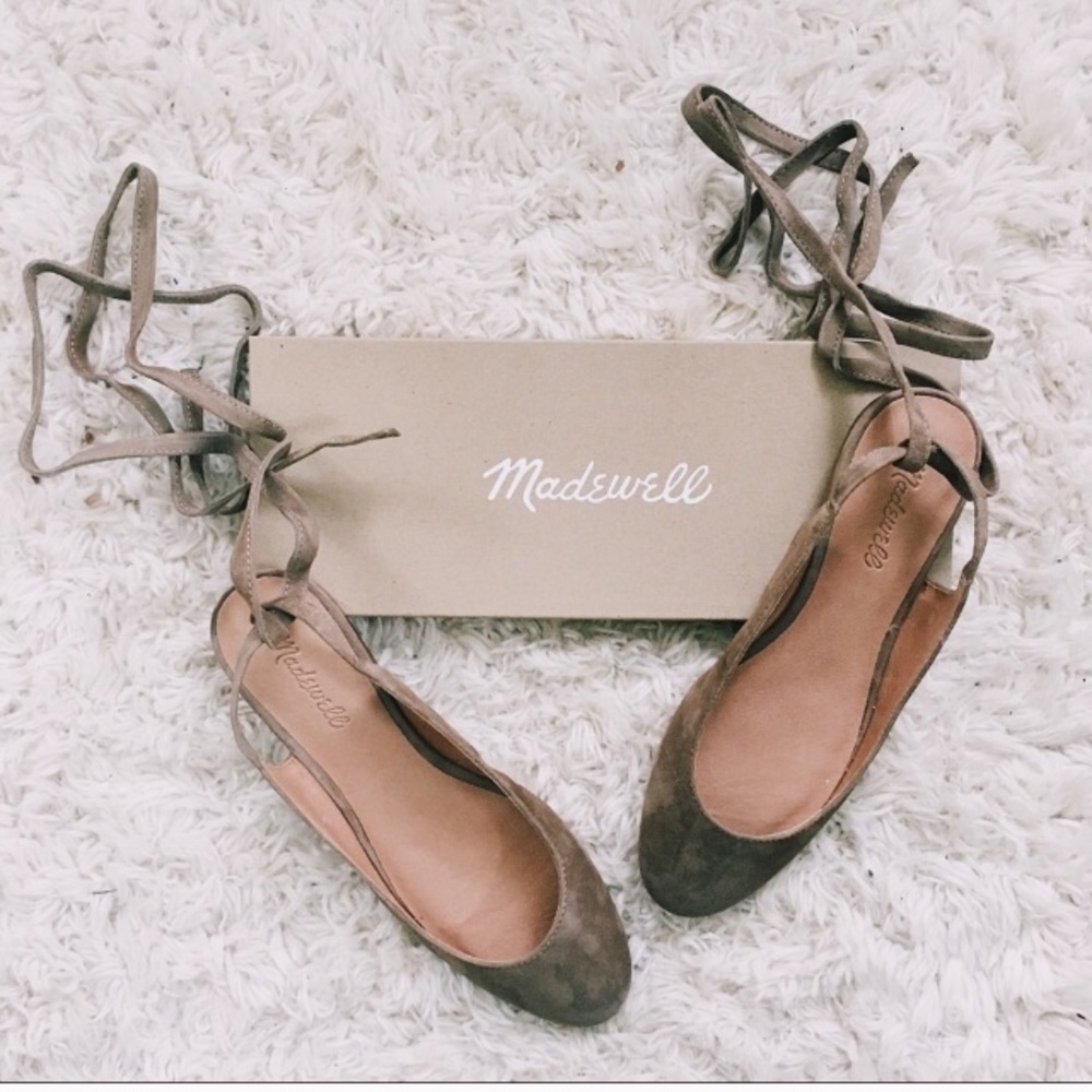 Madewell Blue Lace Up Ballet Flats Size 9 - Picture 4 of 6